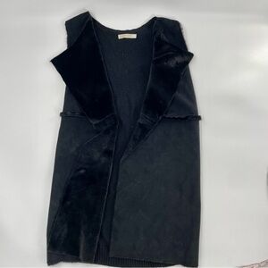 Christina Faux Fur and Suede Long Sweater Vest, L
